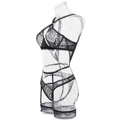 Egzotyczny Komplet Bielizny „Nocna Kusicielka” – Koronkowy Zestaw z Biustonoszem Open Cup