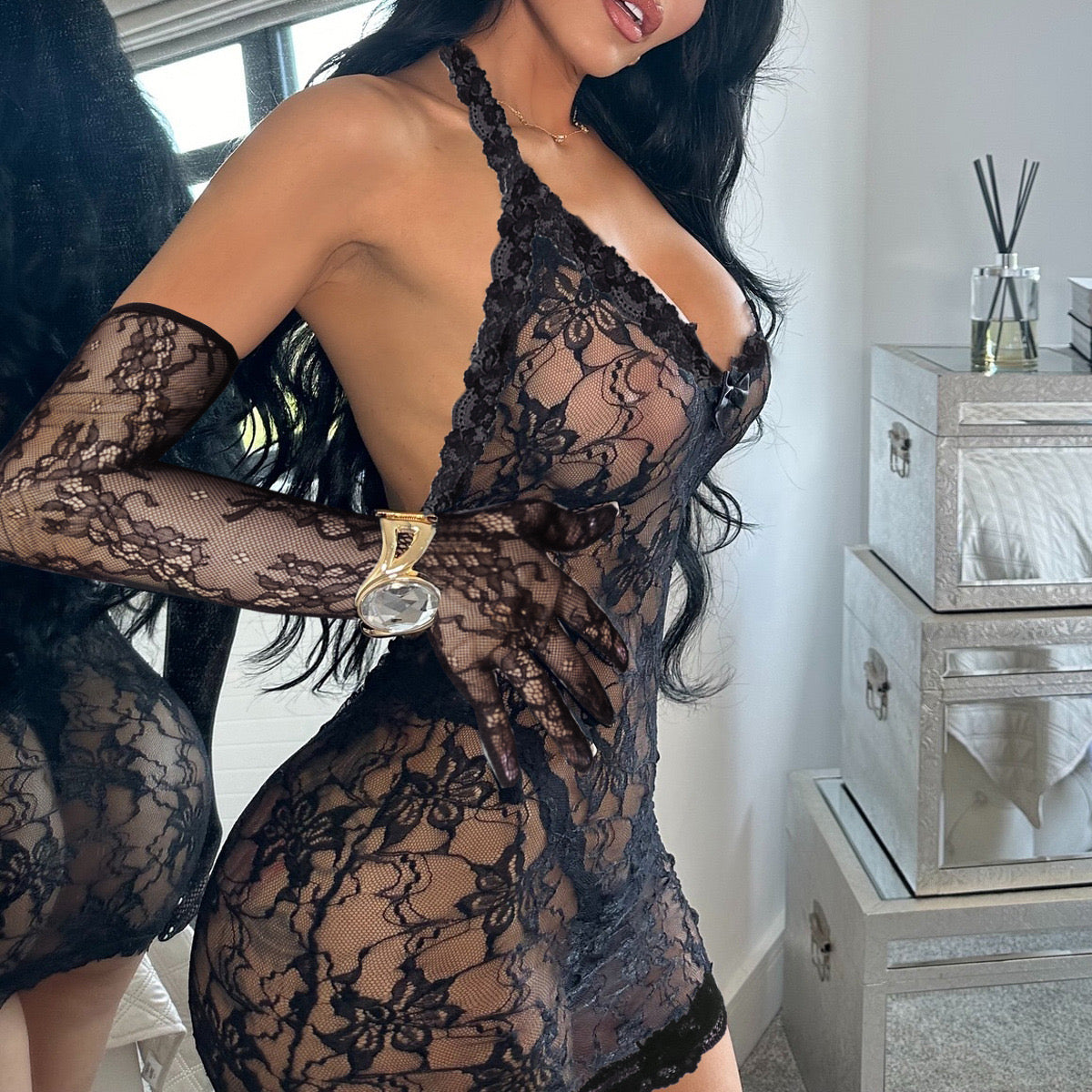 Zmysłowy Komplet Koronkowej Bielizny  "Black Desire"